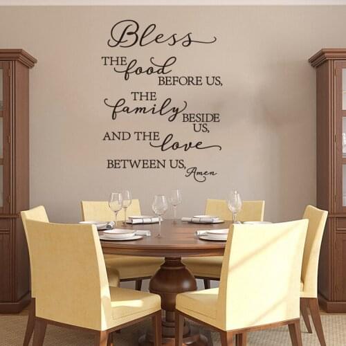 Bless The Food Before Us Wall Sticker Kitchen Dinning Room Bless Pray Prayer Scripture Spiritual Wall Decal Resturant Decor B272