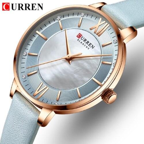 CURREN Top Brand Luxury New Quartz Ladies Clock Watches Women Fashion Leather Ultra-Thin Casual Wristwatch Gifts Montre Femme