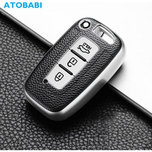 TPU Car Key Cover For Kia K2 K5 Sorento Sportage Hyundai IX35 I30 Keychain Leather Pattern Smart Remote Control Fob Protect Case