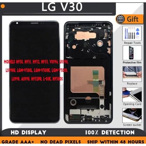 For LG V30 H930 H931 H932 H933 VS996 US998 LS998U LGM-V300L V300K V300S AS998 LCD screen assembly with front case touch glass