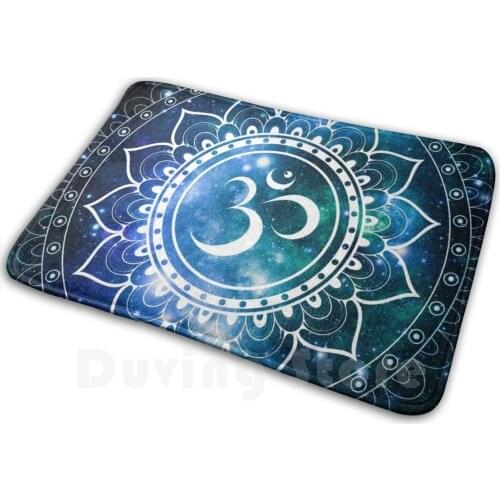 Galaxy Om Mandala Green Blue Carpet Mat Rug Cushion Soft Non-Slip Mandala Meditation Peaceful High Frequency High Frequency