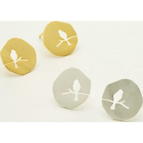 Jisensp Statement Earrings Cute Bird on the Tree Stud Earrings for Women Girls Fashion Jewelry Gift pendientes mujer 2020