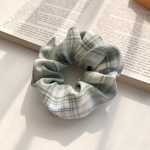 Korean Plaid JK Cloth Sweet Elastic Rope Hair Ring Female BM Style Hairband Hair Ties Rope Ponytail Holder Hair Bands