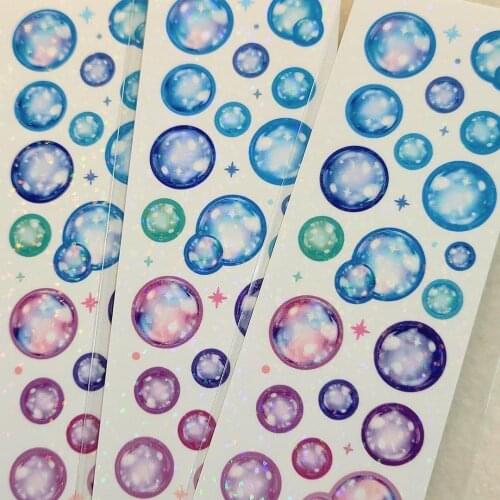 Korean Ins Love Bubble Rose Laser Stickers DIY Scrapbooking Idol Card Album Couple Gift Stationery Decorative Stickers