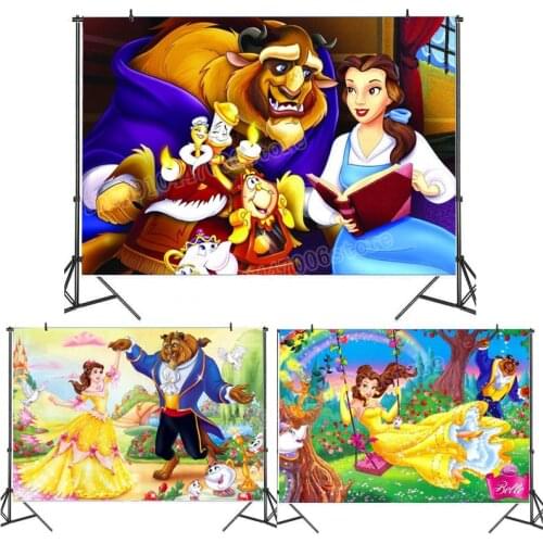 Beauty and The Beast Backdrop Birthday Disney Wedding Background Decoration Room Wall Decor Adult Children Birthday Gifts