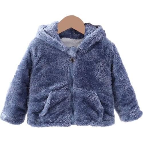 Childrens Flannel Clothing Hooded Jacket For Girls 2021 Thick Warm Jacket Boy Newborn Clothes Coat Baby Overcoat Clothes 1-5Y