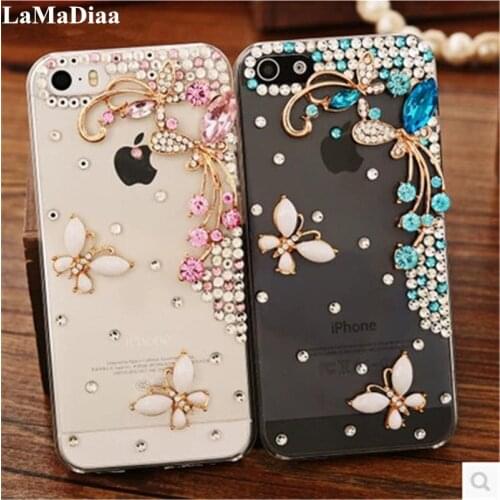 LaMaDiaa Case For iphone 11 12 Pro X XS Max XR 6 7 8 Plus Luxury Bling Rhinestone Diamond Butterfly Transparent Soft Phone Case