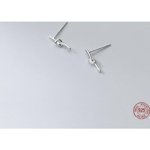 LKO New 2021 Trendy 925 Sterling Silver Earrings Minimalist Knot Stud Earrings Gifts For Women Party Jewelry Accessories
