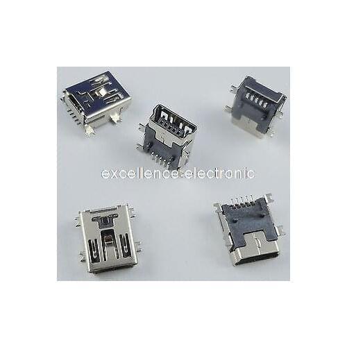 50Pcs Mini USB 5Pin Female SMT Socket Connector