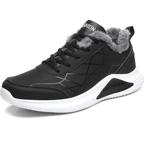 New Mens Winter Running Shoes Warm with Fur Insole High Quality Outdoor Street Walking Shoes Male Plush Insole Sneakers for Men