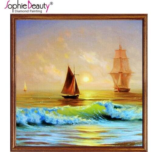 2018 Real Diamond Mosaic Icons Sailing Set For Embroidery Stitch Sea Pattern Square Rhinestones Wedding Decoration Beadwork