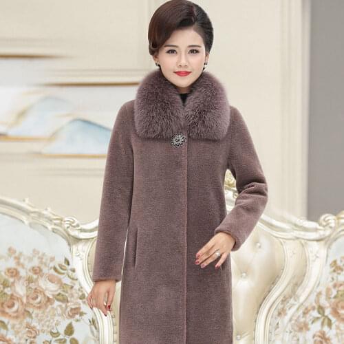 Women New High Quality Real Fur Coat Female Long Fur Coats Loose Lapel Overcoat Ladies Thick Warm Overcoat Plus Size 5XL Q209