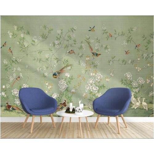 Beibehang 3d wallpaper Hand painted pen flower nostalgic pastoral wallpaper background papel de parede wallpaper 3d on the wall