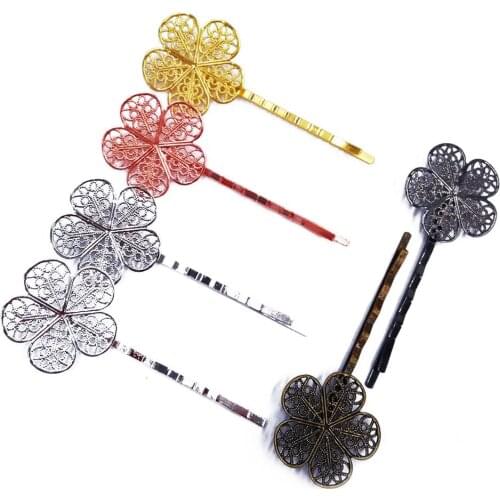 Wholesale 120piece Hair Pins with 25mm Five-leaf flower Hairpins Jewelry Findings Hair accessories HPF37