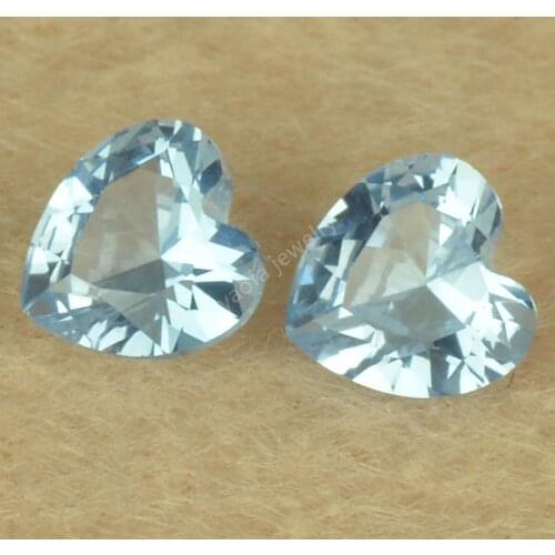 Wholesale 3x3~12x12mm 108# Aquamarin Blue Spinel Stone Sharp Bottom Heart Cut Loose Synthetic Spinel Gems For Jewelry Making