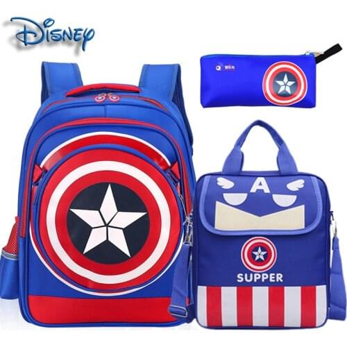 Original Disney Marvel Superhero School Bag Various Size Captain America Cartoon Children Backpack Set Travel Backpack