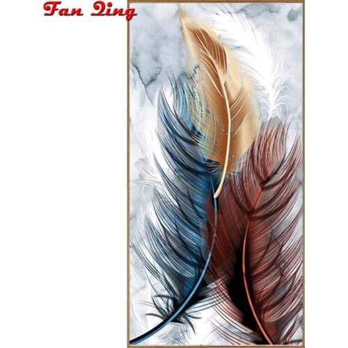 Feather 5d Diy Diamond Painting Full Drill Square Rhinestone Mosaic Embroidery Round Cross Stitch Decor Nordic Poster