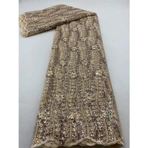 Blue African Net Lace French Sequin Fabric 2021 Embroidery Tulle Lace Fabrics With Sequins For Nigeria Wedding Dress