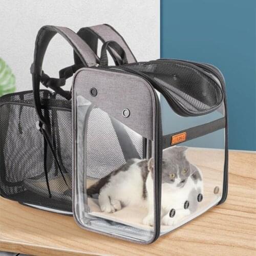 Foldable Cat Backpack Pet Carrier Large Space Transparent Expandable Small Dog Cat Bag Outdoor Shoulder Travel Bag Pet Products