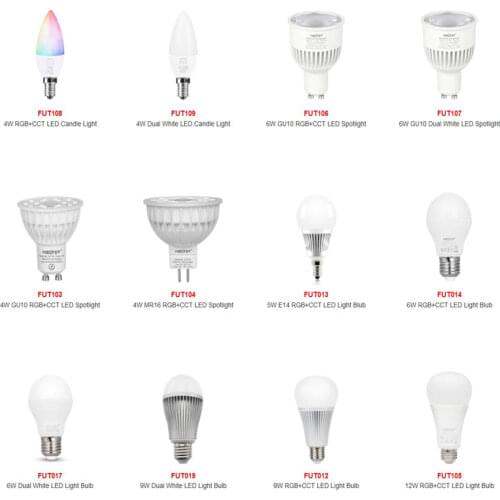 Mi boxer FUT103/FUT104/FUT013/FUT014/FUT105/FUT108/FUT/FUT107/FUT017/FUT106/FUT019 5W 9W 12W GU10 MR16 E27 led Blub Spotlight