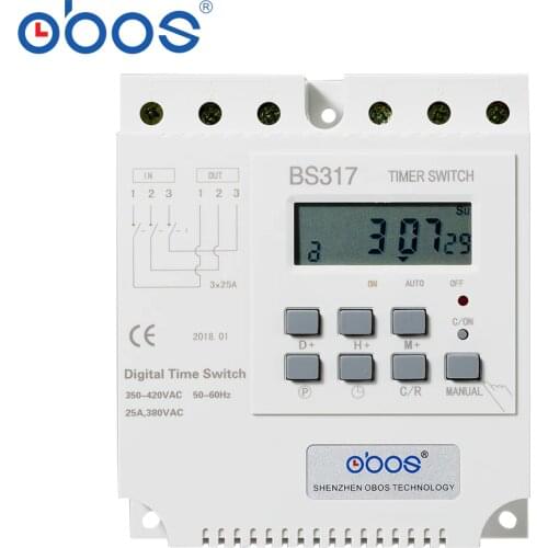 Beautiful good quality good credit 380V 25A three phase timer switch electronic timer relay with 16 times on/off per day/weekly