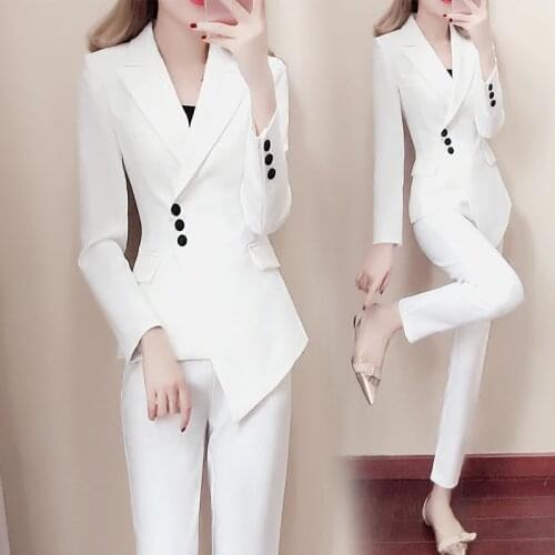 Women white Slim Pant Suits Female suit dress Notch Lapel Womens Business Office Tuxedos Jacket+Pants Ladies Suit