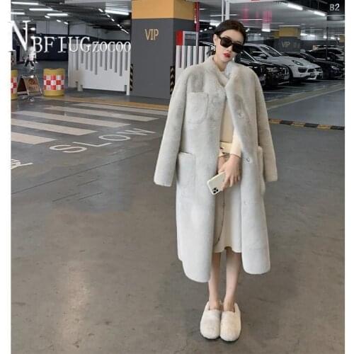 2020 Winter Women Coat Easy To Match Long Style Temperament Imitation Lambswool Female Jacket