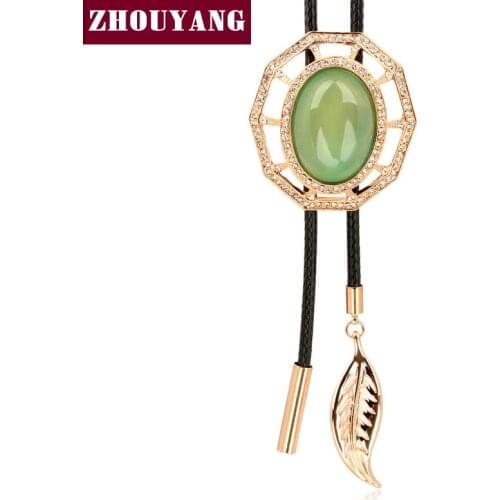 ZHOUYANG Top Quality Rose Gold Color Pendant Necklace Jewelry Semi-Precious Stone ZYM042 ZYM043