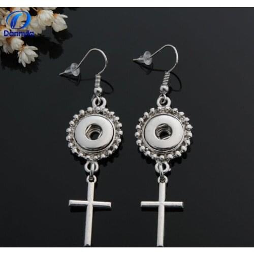 1 Pair! Vintage Cross Snap Button Earring Fit 12mm Snap Button For Women LSEN12MM44-58