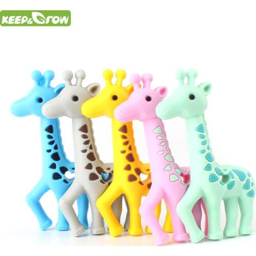 KEEP&GROW 1Pc Giraffe Deer Silicone Teether Infant Necklace Bracelet Mordedor Baby Teethers DIY Pacifier Chain Pendant BPA Free