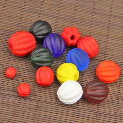 10pcs/lot 6-20mm New Frosted Craft Pumpkin Shape Lampwork Beads Multi Colors Glass Matte Round Spacer Loose Beads DIY Jewelry