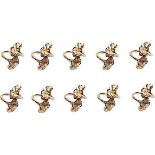 10Pcs/Multi Napkin Button Ginkgo Leaf West Napkin Ring Cloth Ring Metal Napkin Ring Hotel Dining Table