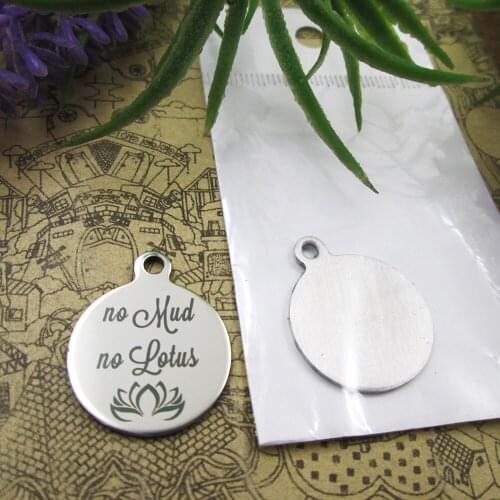 20pcs--No Mud No Lotus"stainless steel charms 5 styles for choosing DIY Charms for necklace bracelets