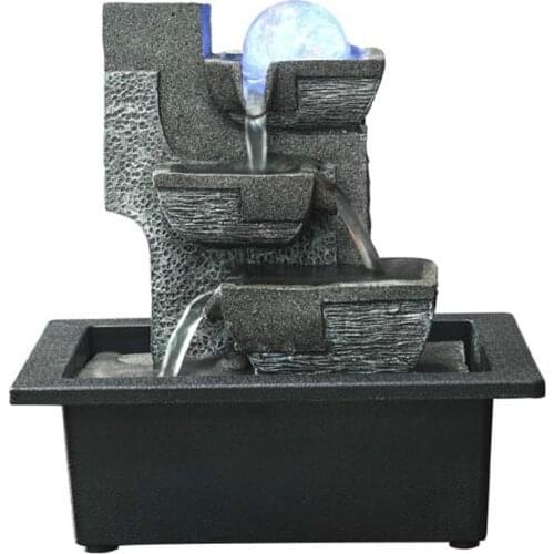 110V-220V Europe LED Mini Fountain Tabletop Air Humidifier Feng Shui Crystal Ball Water Features Lucky Home Decor Business Gift