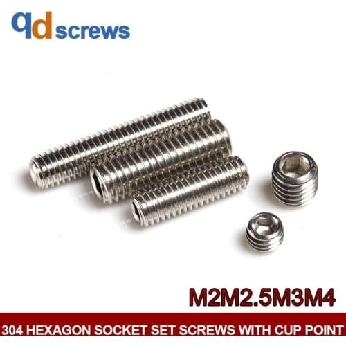 304 M2M2.5M3M4 hexagon socket set screws with cup point inner hexagon concave end tightening set screw DIN916 GB80 ISO 4029