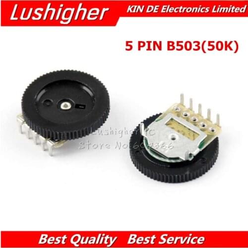 5pcs Double Gear Tuning Potentiometer B503 50K 503 5Pin 16*2mm Dial Potentiometer