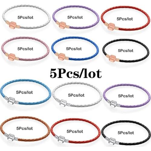 5Pcs/lot 16cm-21cm Leather Chain Charm Bracelets With 16 Colors Bracelets For Women Men Jewelry Making Special Offer Wholesale