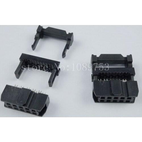 50pcs FC-10P IDC Socket 2.54mm JTAG Socket ISP Connector Black