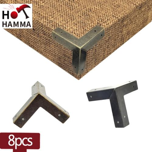 8Pcs Wooden Box Coner Wine Bronze Corner Protectors Box Protector Furniture Hardware Cover Triangle Corners Antique Bronze Box
