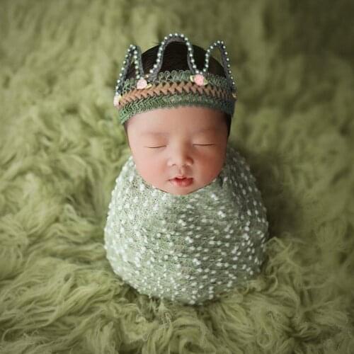 Mix Color Newborn 2PCS/Lot 75x50CM Acrylic Knitted Small Bobble Wraps for Newborn Baby Photography Props Infant Photo Shoot Prop