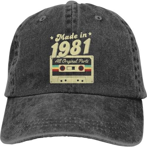 Washed Mens Baseball Cap Made In 1981 Retro Tape Trucker Snapback Caps Dad Hat 1981 40th Anniversary Golf Hats