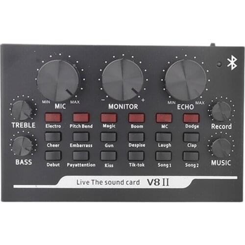 Bluetooth Live Sound Card with Effector and Voice Changer for Live Streaming Media Podcast Recording Karaoke