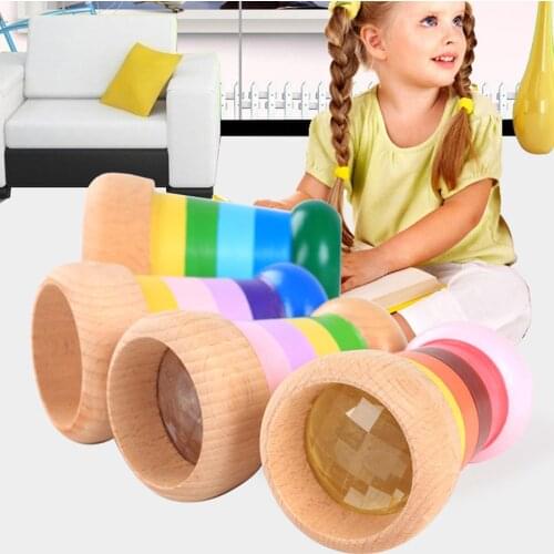 Kids Wooden Kaleidoscope Educational Toy Magical Bee Eyes Effect Prism Toy