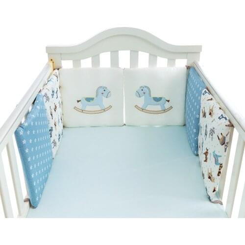 Cartoon Cotton 6Pcs/Set Baby Bed Bumper Collision Bed Wai Childrens Room Decoration Trojan Horse Embroidered Pattern