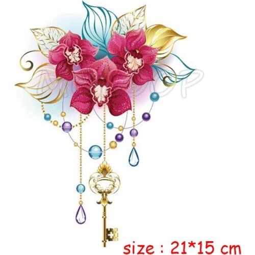 Fake tattoo golden leaf key cross flower diamond tatoo sticker waterproof temporary tatto chest back leg belly for girl woman