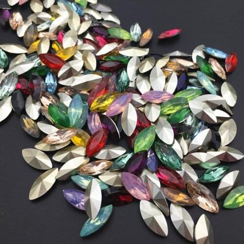 Resin Colors 5x10mm 7x15mm Navette Fancy Stones Pointback Marquise Stones New Resin Acrylic Beads Jewelry accessories