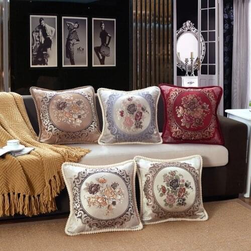 Chinese Embroidered Throw Pillowcase 45*45CM Blue Chair Cushion Lunch Break Pillow Classical Sofa Car Cushion Floor Pillows