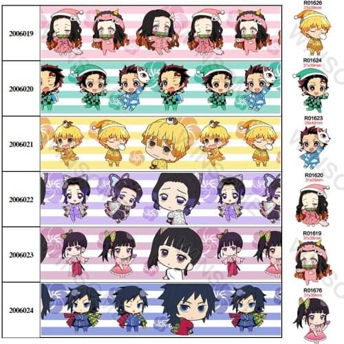 Japan Cartoon Printed Grosgrain/Satin Ribbon 25mm/38mm/50mm/75mm Party Decoration 5 Yards 200601 200602