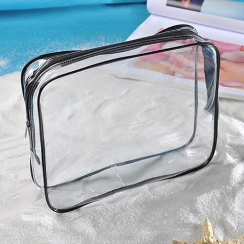 Toiletries Cosmetic Bag Zipper Closure Transparent Storage Supplies Large Capacity Storage Pouch for Bathroom Toiletries