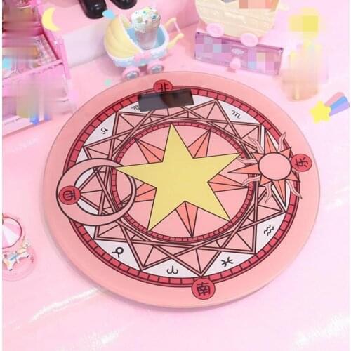 Cosplay pink Moon sakura Action Figure Tempered glass Cute Electronic Digital Floor Body Scale Weight Balance LCD Display new